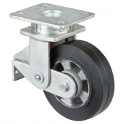 Roulette Pivotante Charge Lourde Caoutchouc élastique noir - Ø160mm - 350kg