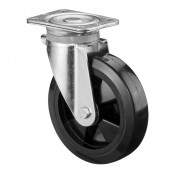 Roulette Pivotante Charge Lourde Caoutchouc élastique noir - Ø200mm - 400kg