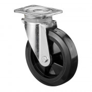 Roulette Pivotante Charge Lourde Caoutchouc élastique noir - Ø200mm - 400kg