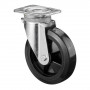 Roulette Pivotante Charge Lourde Caoutchouc élastique noir - Ø200mm - 400kg