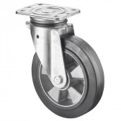 Roulette Pivotante Charge Lourde Caoutchouc élastique noir - Ø200mm - 450kg