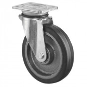 Roulette Pivotante Charge Lourde Caoutchouc élastique noir - Ø200mm - 450kg