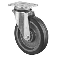 Roulette Pivotante Charge Lourde Caoutchouc élastique noir - Ø200mm - 450kg Roulette Pivotante Charge Lourde Caoutchouc élastique noir - Ø200mm - 450kg