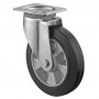 Roulette Pivotante Charge Lourde Caoutchouc élastique noir - Ø200mm - 450kg