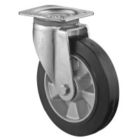 Roulette Pivotante Charge Lourde Caoutchouc élastique noir - Ø200mm - 450kg Roulette Pivotante Charge Lourde Caoutchouc élastique noir - Ø200mm - 450kg
