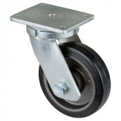 Roulette Pivotante Charge Lourde Caoutchouc élastique noir - Ø200mm - 450kg