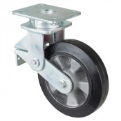 Roulette Pivotante Charge Lourde Caoutchouc élastique noir - Ø200mm - 450kg
