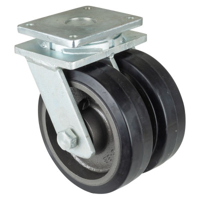 Roulette Pivotante Charge Lourde Caoutchouc élastique noir - Ø250mm - 1500kg