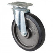 Roulette Pivotante Charge Lourde Caoutchouc élastique noir - Ø250mm - 500kg