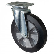 Roulette Pivotante Charge Lourde Caoutchouc élastique noir - Ø250mm - 550kg