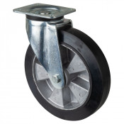 Roulette Pivotante Charge Lourde Caoutchouc élastique noir - Ø250mm - 550kg