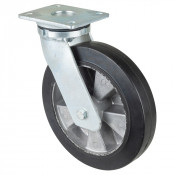 Roulette Pivotante Charge Lourde Caoutchouc élastique noir - Ø250mm - 550kg
