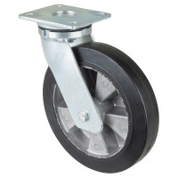 Roulette Pivotante Charge Lourde Caoutchouc élastique noir - Ø250mm - 550kg