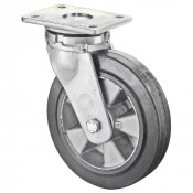 Roulette Pivotante Charge Lourde Caoutchouc élastique noir - Ø250mm - 580kg