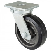 Roulette Pivotante Charge Lourde Caoutchouc élastique noir - Ø250mm - 750kg