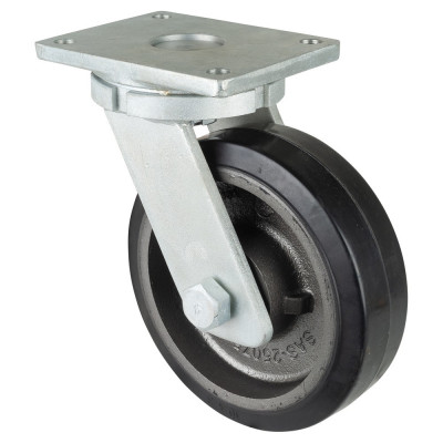 Roulette Pivotante Charge Lourde Caoutchouc élastique noir - Ø250mm - 750kg