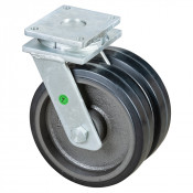 Roulette Pivotante Charge Lourde Caoutchouc élastique noir - Ø300mm - 1700kg