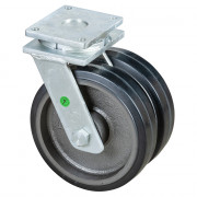 Roulette Pivotante Charge Lourde Caoutchouc élastique noir - Ø300mm - 1700kg