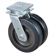 Roulette Pivotante Charge Lourde Caoutchouc élastique noir - Ø400mm - 3000kg