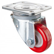 Roulette Pivotante Charge Lourde Polyuréthane rouge - Ø100mm - 250kg