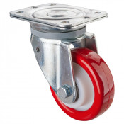 Roulette Pivotante Charge Lourde Polyuréthane rouge - Ø125mm - 400kg