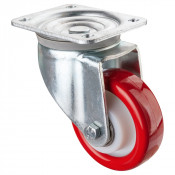 Roulette Pivotante Charge Lourde Polyuréthane rouge - Ø125mm - 400kg