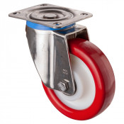 Roulette Pivotante Charge Lourde Polyuréthane rouge - Ø160mm - 600kg