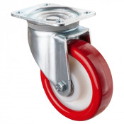 Roulette Pivotante Charge Lourde Polyuréthane rouge - Ø160mm - 600kg