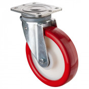 Roulette Pivotante Charge Lourde Polyuréthane rouge - Ø200mm - 600kg