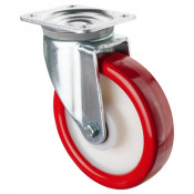 Roulette Pivotante Charge Lourde Polyuréthane rouge - Ø200mm - 750kg