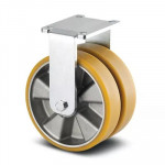 Roulettes Jumelées Fixes Polyuréthane – Diamètres 125 à 200 mm – Charge 750 kg