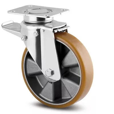 Roulettes Pivotantes à Frein Polyuréthane – Diamètres 125 à 200 mm – Charge 500–600 kg