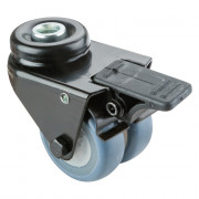 Roulette Appareil Bloc. Dir. Caoutchouc bleu clair Ø50mm 80kg Oeil