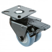 Roulette Appareil Bloc. Dir. Caoutchouc bleu clair Ø50mm 80kg Platine