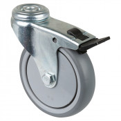 Roulette Appareil Bloc. Dir. Caoutchouc Gris Ø100mm 90kg Oeil