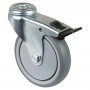 Roulette Appareil Bloc. Dir. Caoutchouc Gris Ø100mm 90kg Oeil