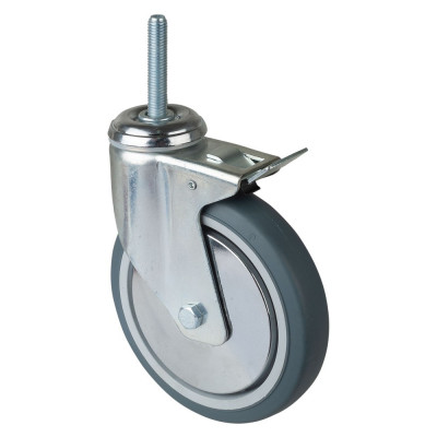 Roulette Appareil Bloc. Dir. Caoutchouc Gris Ø150mm 100kg Douille