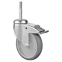 Roulette Appareil Bloc. Dir. Caoutchouc Gris Ø150mm 100kg Douille