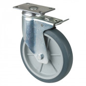 Roulette Appareil Bloc. Dir. Caoutchouc Gris Ø150mm 100kg Platine