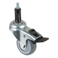 Roulette Appareil Bloc. Dir. Caoutchouc Gris Ø50mm 50kg Douille