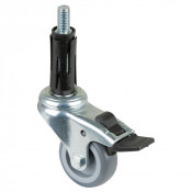 Roulette Appareil Bloc. Dir. Caoutchouc Gris Ø50mm 50kg Douille