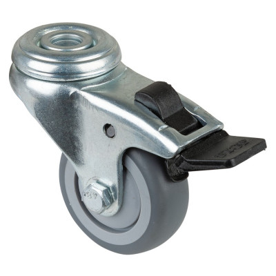 Roulette Appareil Bloc. Dir. Caoutchouc Gris Ø50mm 50kg Oeil