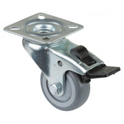 Roulette Appareil Bloc. Dir. Caoutchouc Gris Ø50mm 50kg Platine