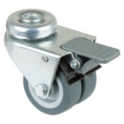 Roulette Appareil Bloc. Dir. Caoutchouc Gris Ø50mm 70kg Oeil