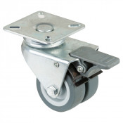 Roulette Appareil Bloc. Dir. Caoutchouc Gris Ø50mm 70kg Platine