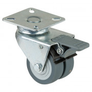 Roulette Appareil Bloc. Dir. Caoutchouc Gris Ø50mm 80kg Platine