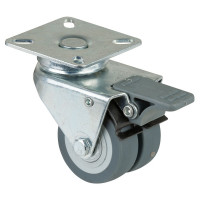 Roulette Appareil Bloc. Dir. Caoutchouc Gris Ø50mm 80kg Platine