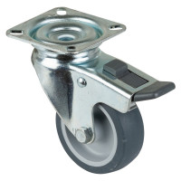 Roulette Appareil Bloc. Dir. Caoutchouc Gris Ø60mm 40kg Platine Roulette Appareil Bloc. Dir. Caoutchouc Gris Ø60mm 40kg Platine