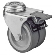 Roulette Appareil Bloc. Dir. Caoutchouc Gris Ø75mm 100kg Oeil