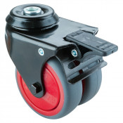 Roulette Appareil Bloc. Dir. Caoutchouc Gris Ø75mm 100kg Oeil